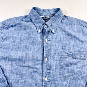 Chaps Mens Chambray Button Down Shirt Long Sleeve Blue XL Tall Preppy Casual